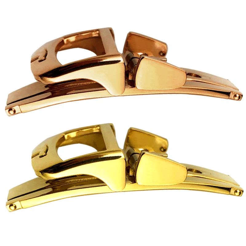 316L Stainless Steel Butterfly Clasp, 18mm, for Jaeger LeCoultre Master, Leather Watch Strap, Rose Gold, Buckle Accessories