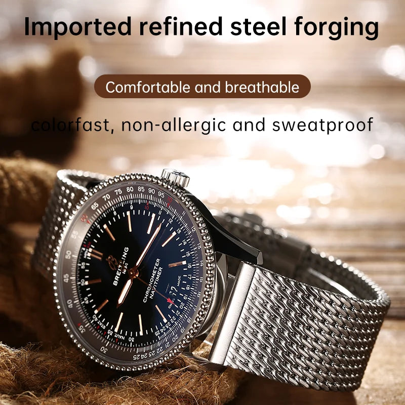 MAIKES 316L Stainless Steel Watch Band for Rolex Omega IWC Breitling 20mm 21mm 22mm Milanese Woven Watch Strap