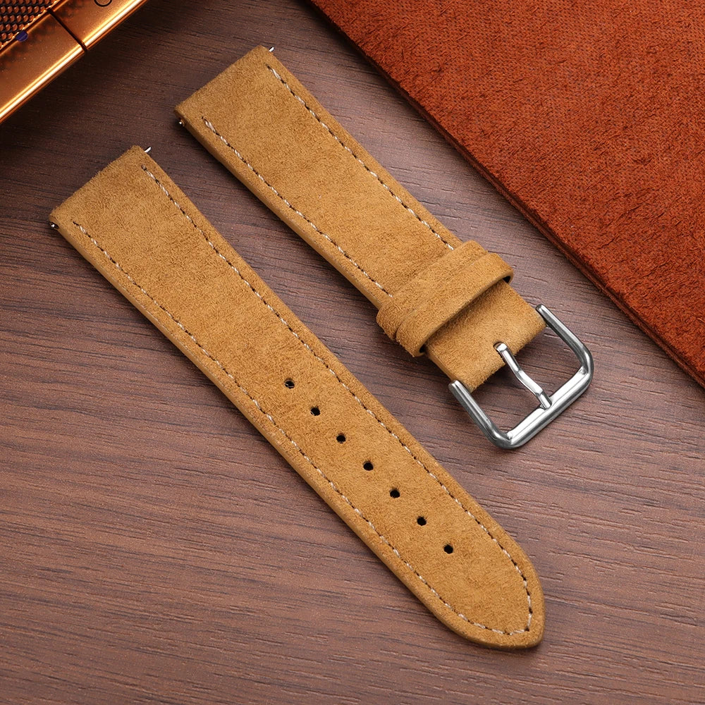 Vintage Suede and Cowhide Watch Strap, 18mm 19mm 20mm 22mm, Quick Release Watch Band for Men and Women, Universal Strap
