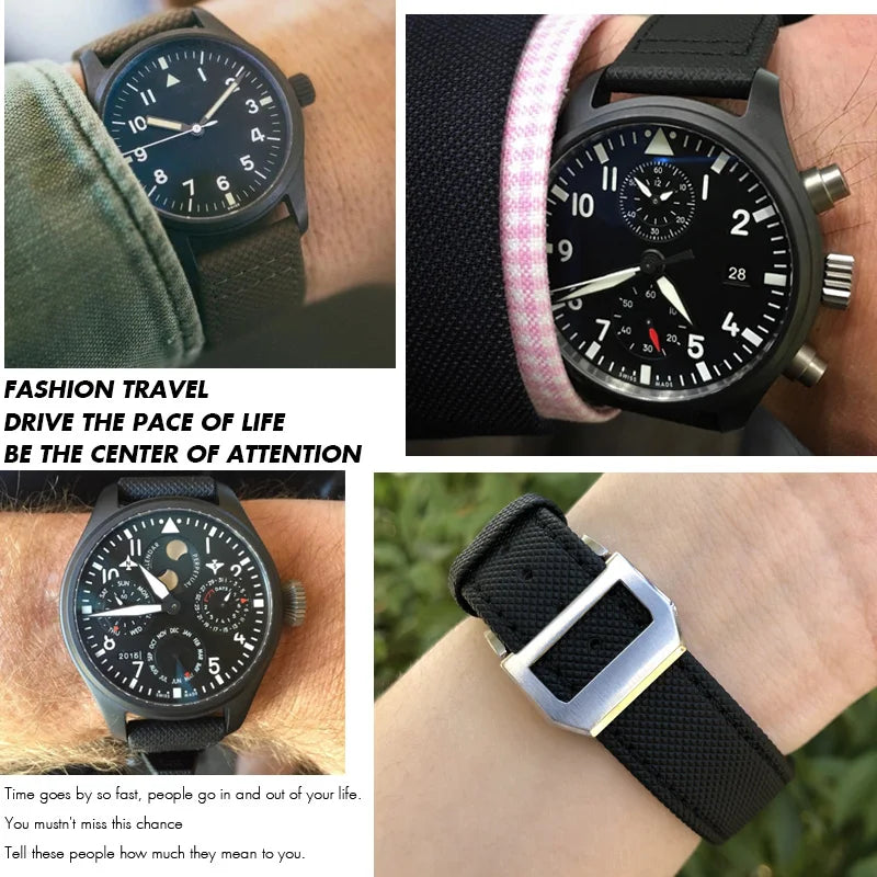 Cinturino per orologio in pelle di vitello e nylon di alta qualità, cinturino per orologio IWC Pilot SPITFIRE MARK 18 Portofino TOP GUN Suffino 77, 20mm 21mm 22mm