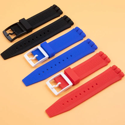 High Quality Soft Silicone Rubber Watch Band Accessories, Colorful, for Swatch 24x22mm Strap, for IRONY SCUBA 200 Belt Buckle