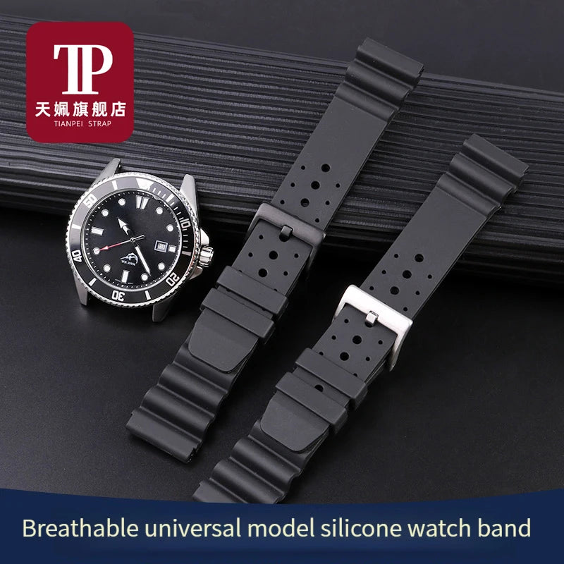 Seiko Rubber Watch Strap, 20mm, 22mm, Silicone, for Casio MDV-106 107 Dive SLA019J1, 2784