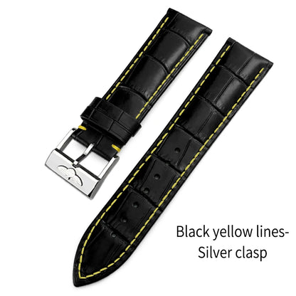 Bracelet de montre en cuir véritable 20mm 21mm 22mm pour Breitling Avenger Navitimer Chronomat Superocean Heritage Yellow Wolf