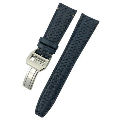 Cinturino per orologio intrecciato in pelle bovina, 22mm 20mm 21mm, adatto per orologi da pilota IWC Portugieser Portofino IW5007, cinturino in morbida pelle blu