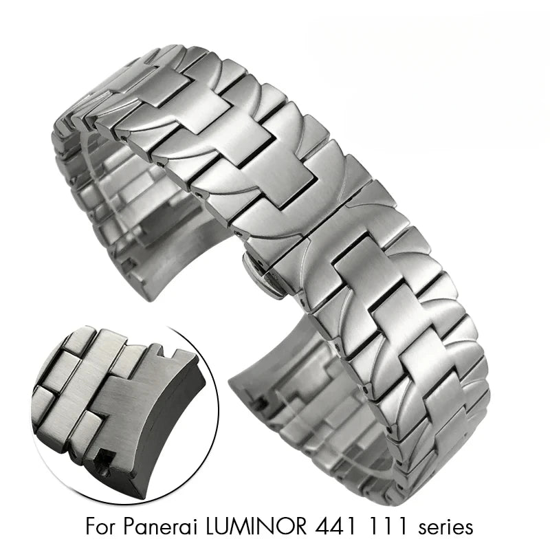 Bracelet de montre en acier inoxydable massif 316L, pour Panerai PAM441 111 382 PAM1314, Bracelet en acier pour hommes, boucle papillon, 24mm