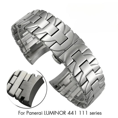 Bracelet de montre en acier inoxydable massif 316L, pour Panerai PAM441 111 382 PAM1314, Bracelet en acier pour hommes, boucle papillon, 24mm