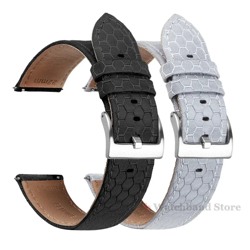 20/22mm Nylon + Leather Strap for Samsung Galaxy Watch4 Quick Release Sport Watch Band for Men Women for Huawei Watch Gt2/3/4