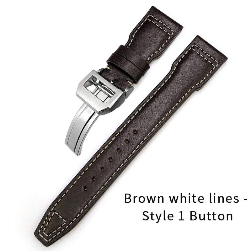 Bracelet de montre en cuir véritable de vache épais, 20mm 21mm 22mm, pour montres IWC Big Pilot IW3777 IW3270 IW3881 IW5009