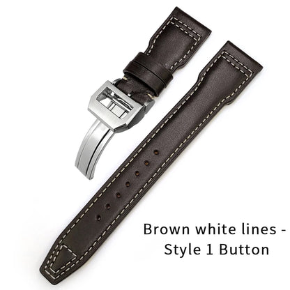 Bracelet de montre en cuir véritable de vache épais, 20mm 21mm 22mm, pour montres IWC Big Pilot IW3777 IW3270 IW3881 IW5009