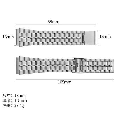 Unisex stainless steel watch band, 18mm, for CASIO F91W F105 F108 A158 A159 A168 AE1200 1300, Ultra-thin