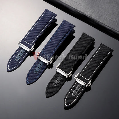 Correa de reloj de nailon tipo vela, 20 mm 22 mm, para Omega Seamaster 300, para Speedmaster AT150, cierre desplegable, correas deportivas para hombre