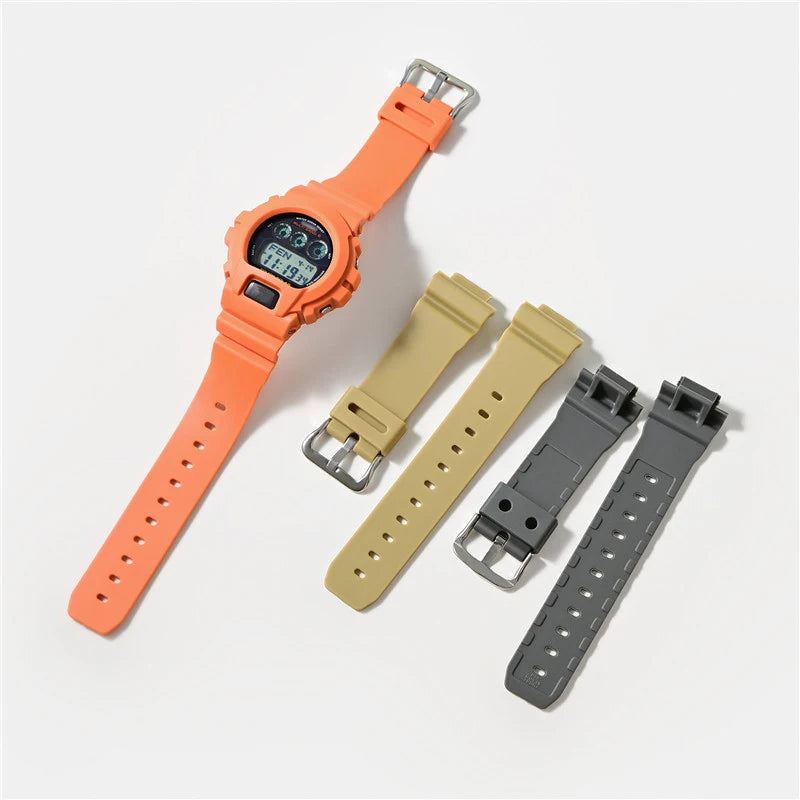 Cinturino sportivo in resina TPU per Casio G-SHOCK DW-6900 DW-6600 DW-3230, cinturino in gomma impermeabile da uomo, kit di ricambio con custodia protettiva