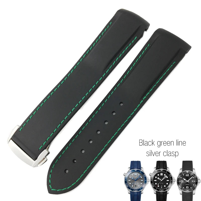 Bracelets de montre en caoutchouc de Silicone 18mm 19mm 20mm 21mm 22mm pour Omega couturier planète océan bracelet de montre de Sport Hydroconquest étanche