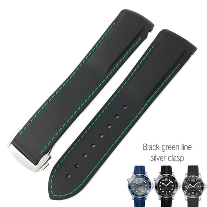 Bracelets de montre en caoutchouc de Silicone 18mm 19mm 20mm 21mm 22mm pour Omega couturier planète océan bracelet de montre de Sport Hydroconquest étanche