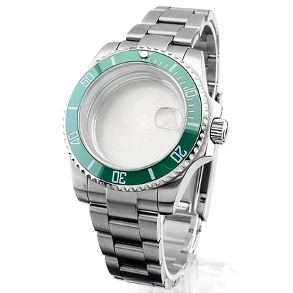 Cassa per orologio secondario in argento di alta qualità, 40,5 mm, adatta per NH-35/36, vetro zaffiro, cassa in metallo, parti e accessori resistenti all'acqua fino a 50 bar