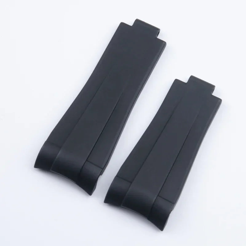 21mm curved end FKM fluororubber watch strap, accessories for Rolex bracelet, for 41mm Submariner Explorer 216570, glide lock clasp