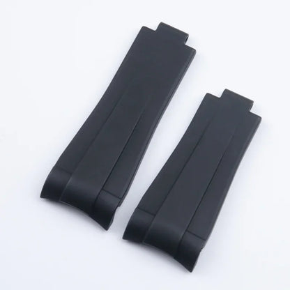 21mm curved end FKM fluororubber watch strap, accessories for Rolex bracelet, for 41mm Submariner Explorer 216570, glide lock clasp