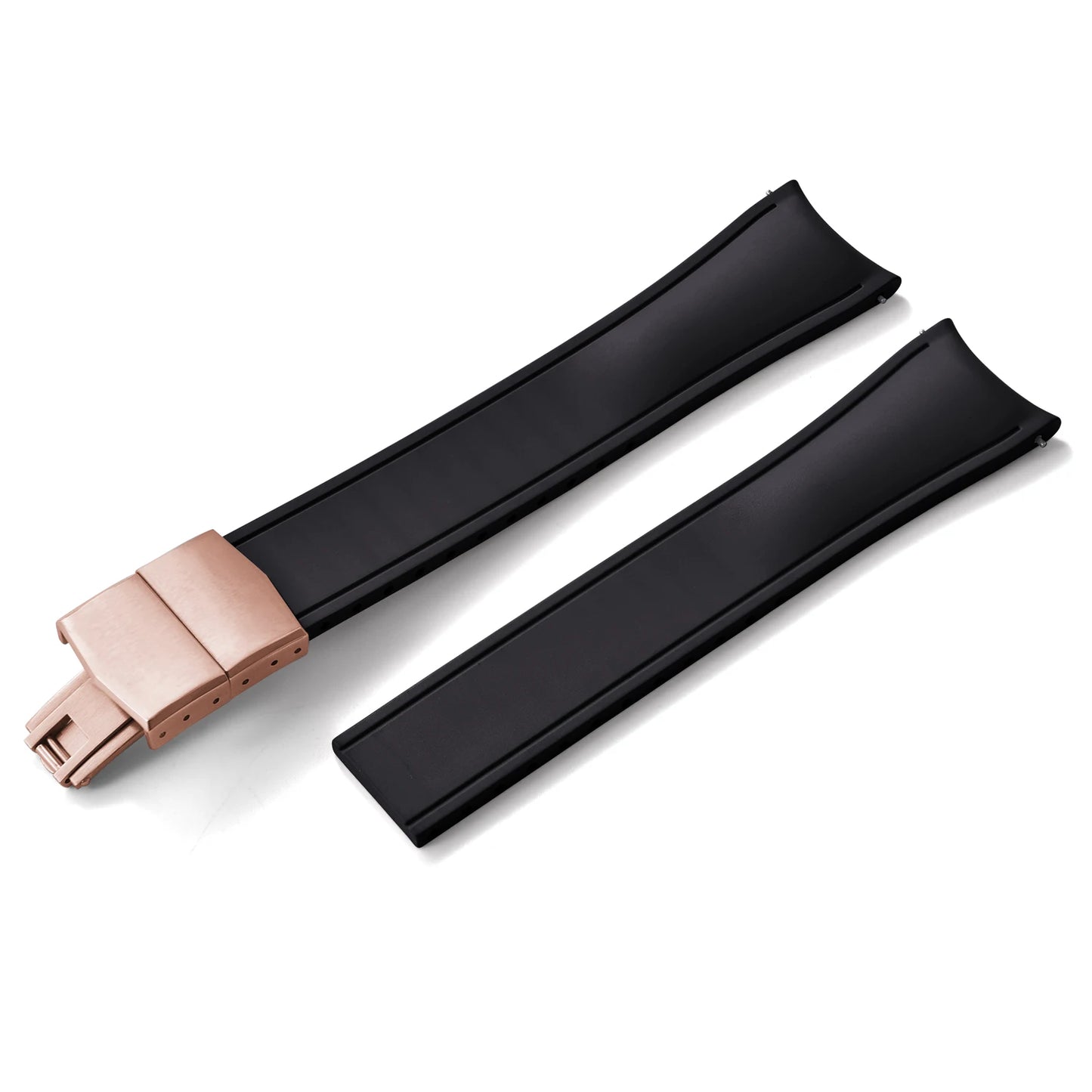 TONJETT for d-elug Curved FKM Rubber Watch Band 20mm 22mm Curved CTS Watch Strap Cut to Size Quick Release Butterfly Buckle