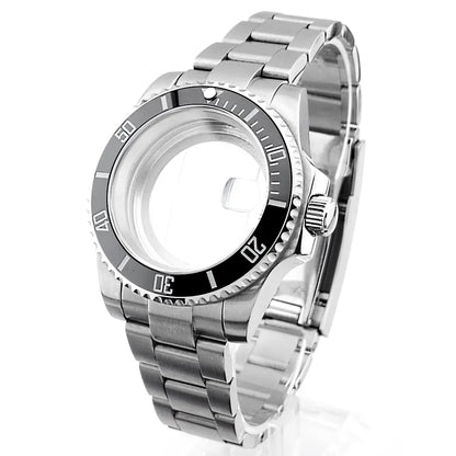 Cassa per orologio secondario in argento di alta qualità, 40,5 mm, adatta per NH-35/36, vetro zaffiro, cassa in metallo, parti e accessori resistenti all'acqua fino a 50 bar