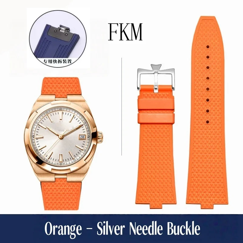 Bracelet de montre en caoutchouc Fluoros FKM à dégagement rapide, pour bracelet Vacheron VC Overseas 4300V 4500V 5500V 7900V, 24x7mm