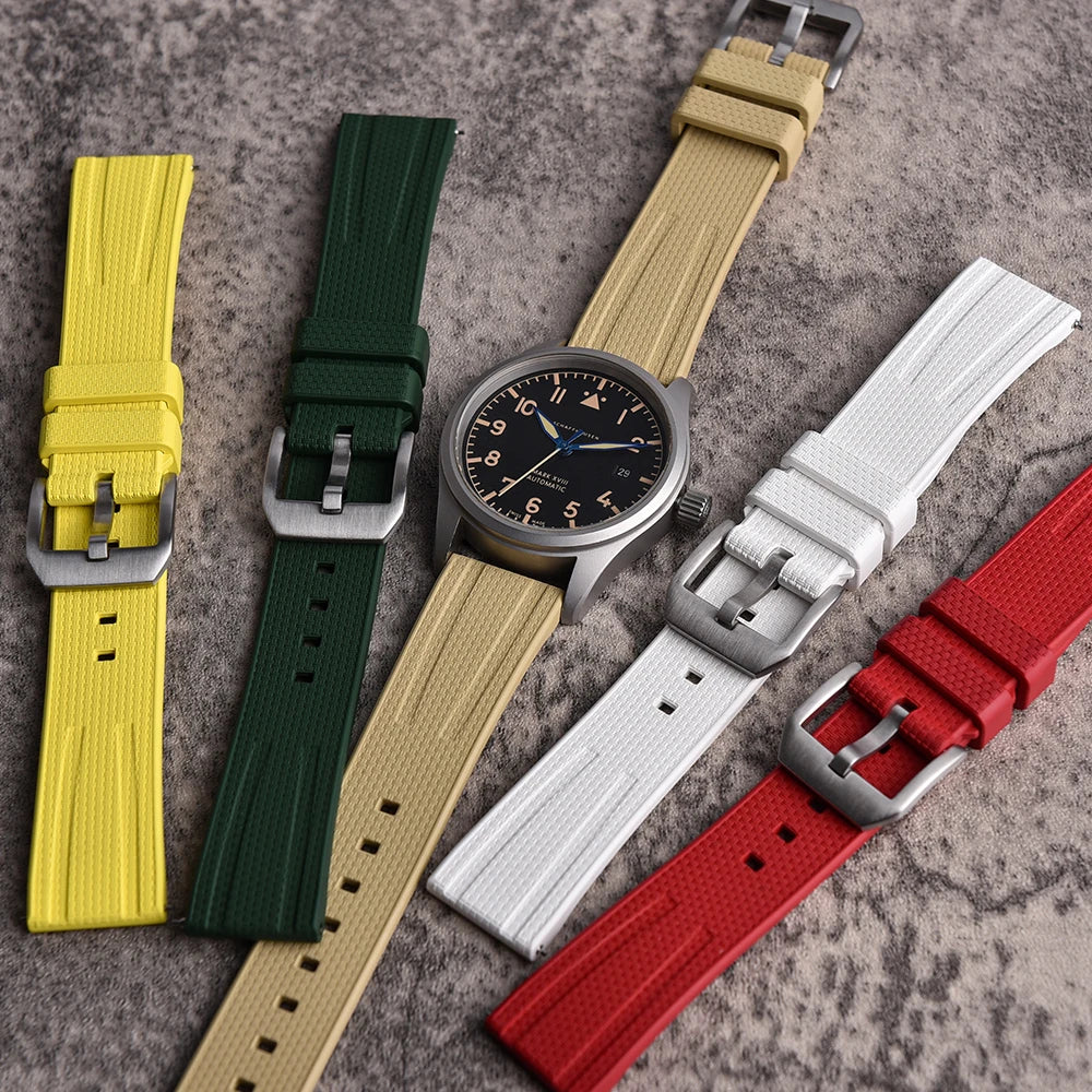 New Design Busluo Fkm Rubber Strap 20mm 22mm Fluoro Rubber Watch Band for Traditional Diving Watch Accessories