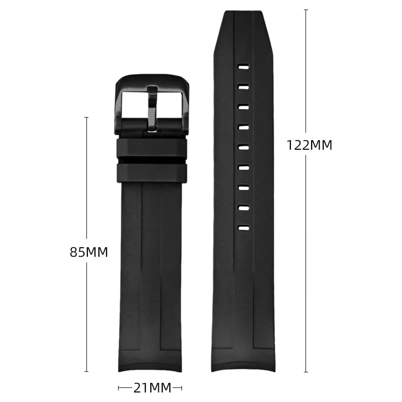 Bracelet de montre à extrémité incurvée en fluorocarbone FKM, 21mm, pour Tissot Seastar T120, en caoutchouc souple, résistant à la chaleur, pour hommes, Bracelet de plongée