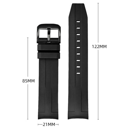 Bracelet de montre à extrémité incurvée en fluorocarbone FKM, 21mm, pour Tissot Seastar T120, en caoutchouc souple, résistant à la chaleur, pour hommes, Bracelet de plongée