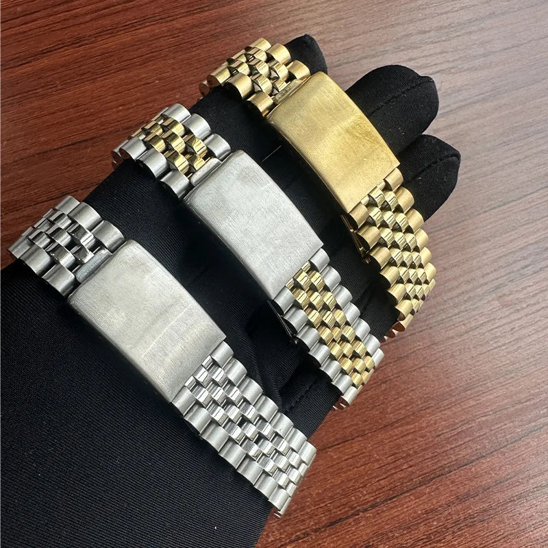 For Rolex DATEJUST Solid Metal Watch Bracelet Jubilee Business Bracelet with Curved End in Stainless Steel 17mm18mm19mm20mm21mm22