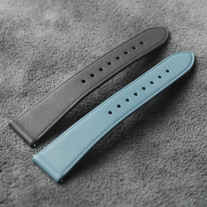 Bracelet en cuir véritable souple fait à la main, cuir de vachette Napa, dégagement rapide gris et bleu, style vintage, taille S et M, 19mm, 20mm