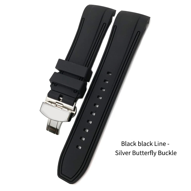 Bracelet de montre en caoutchouc naturel à extrémité incurvée de 23mm, pour Blancpain five Fathoms 5000 5015, en Silicone souple, noir, étanche