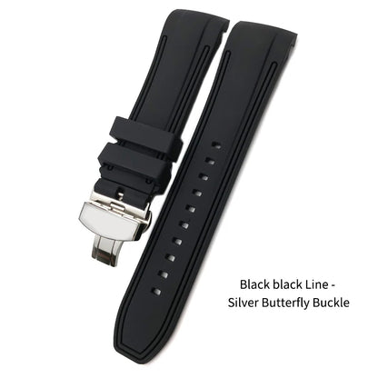Bracelet de montre en caoutchouc naturel à extrémité incurvée de 23mm, pour Blancpain five Fathoms 5000 5015, en Silicone souple, noir, étanche