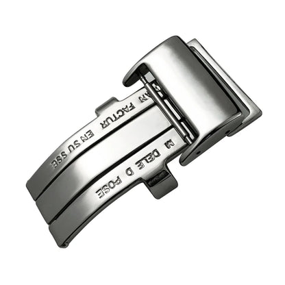 Fibbia deployante in metallo massiccio in acciaio inossidabile, per braccialetto Breitling, chiusura pieghevole, pulsante a farfalla 18mm 20mm, nero argento
