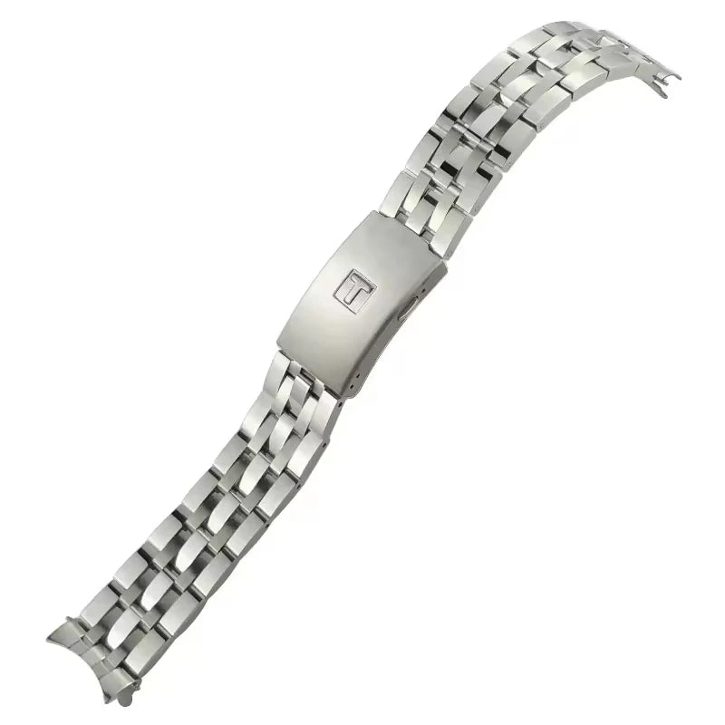 Cinturino per orologio in acciaio inossidabile argentato, 19mm 20mm, per Tissot T 1853 T41 T17 T006 PRC200 T014, estremità curva, fibbia a farfalla