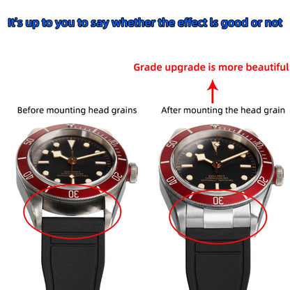 FKM – Cinturino in gomma 316L, maglia terminale curva in acciaio inossidabile 20/21/22mm per Tudor Black Bay M79363 M7939G1, adattatore in metallo, connettore 41mm