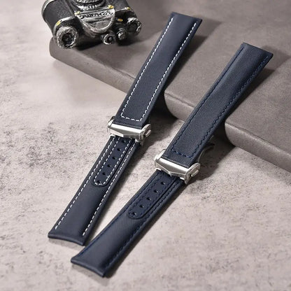 Bracelet de montre en Nylon en tissu voile, 20mm 22mm, en cuir, pour Omega Seamaster Swatch, boucle pliante, Bracelet universel