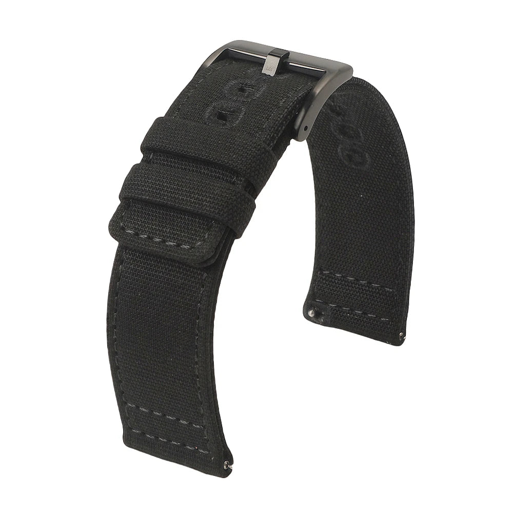 Quick-release nylon canvas watch strap, 18mm 19mm 20mm 22mm, brushed buckle, smartwatch accessories