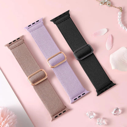 Lot de 3 bracelets élastiques en nylon pour Apple Watch Series 10/11 42mm 46mm, boucle sportive extensible en nylon pour iWatch Series 10 9 8 7 6 5 4