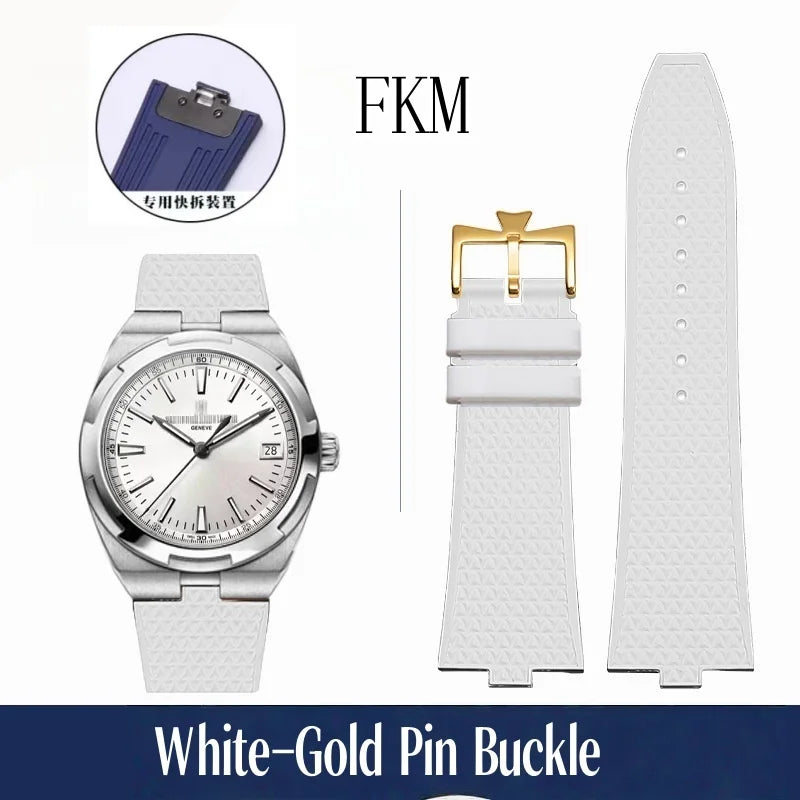 Bracelet de montre en caoutchouc Fluoros FKM à dégagement rapide, pour bracelet Vacheron VC Overseas 4300V 4500V 5500V 7900V, 24x7mm