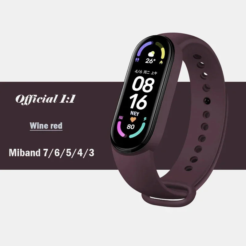 Official silicone strap for Xiaomi Mi Band 4 5 6 7, sports watch, Miband4 Miband7 Correa Mi band 3 4 5 6 7 bands