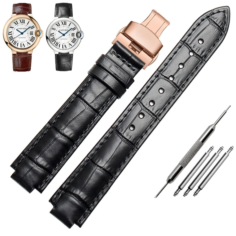 Bracelet de montre en cuir véritable pour ceinture à bouche convexe, 14x8mm, 16x8mm, 18x11mm, 20mm, accessoires de montre