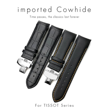Bracelet de montre en cuir véritable à extrémité incurvée, 22mm 23mm 24mm, pour ceinture de montre Tissot 1853 COUTURIER T 035407 A T 035627 Outils de sangle pour hommes