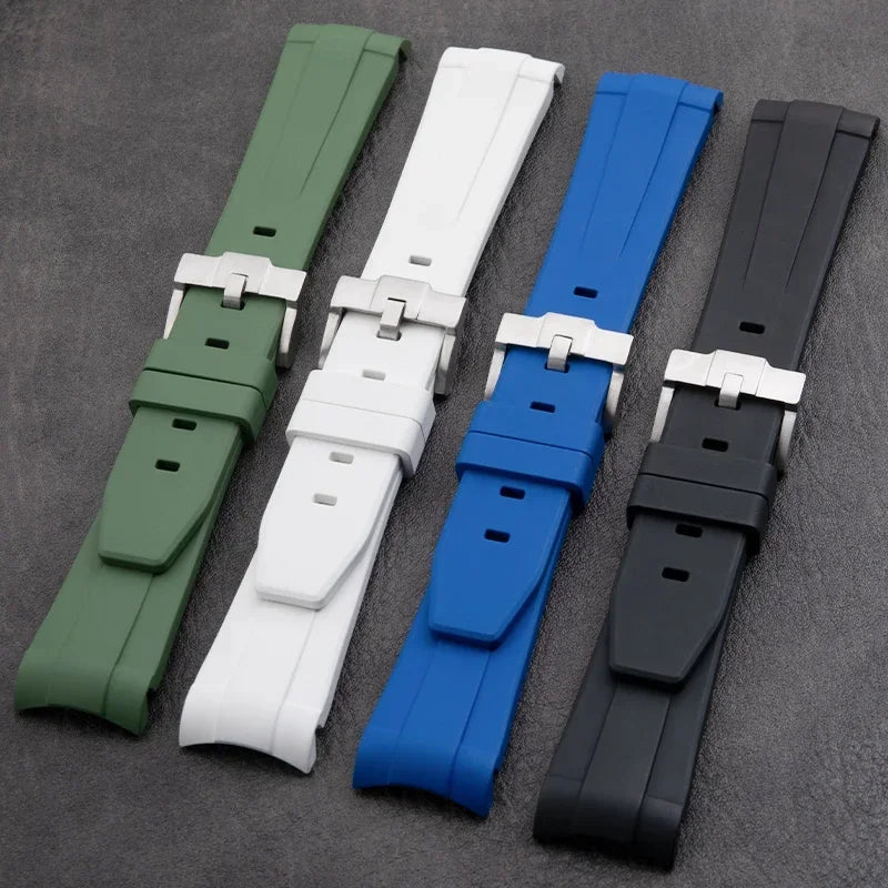 Cinturino per orologio in gomma fluorurata morbida, 21 mm, adatto per cinturino Rolex, nuovo cinturino Submariner Explorer 2, cinturino per orologio verde