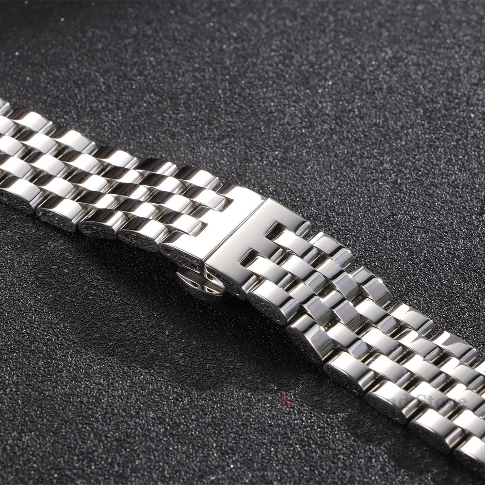 Edelstahlarmband 12/14/16/18/19/20/21/22 mm für Tissot-Uhren mit gebogenem Anstoß, universelles Seiko-Armband mit Schmetterlingsschließe