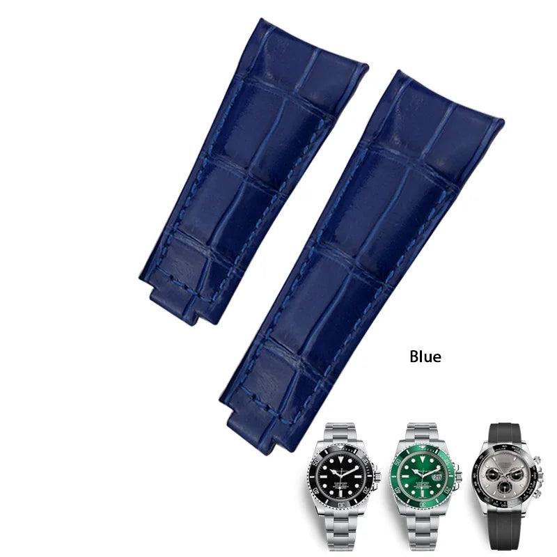Bracelet de montre en cuir véritable souple, extrémité incurvée, bracelet de montre noir, Rolex Submariner DayRequiGstuff Yacht-Master Datejust, 20mm