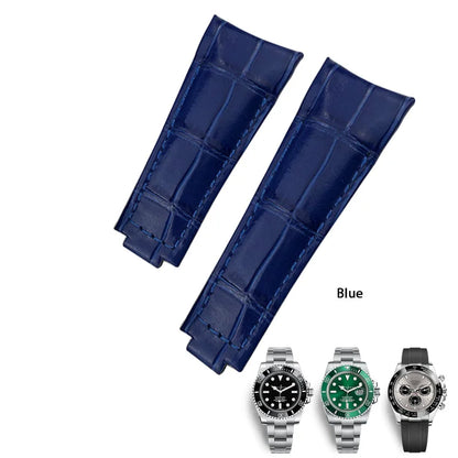 Bracelet de montre en cuir véritable souple, extrémité incurvée, bracelet de montre noir, Rolex Submariner DayRequiGstuff Yacht-Master Datejust, 20mm