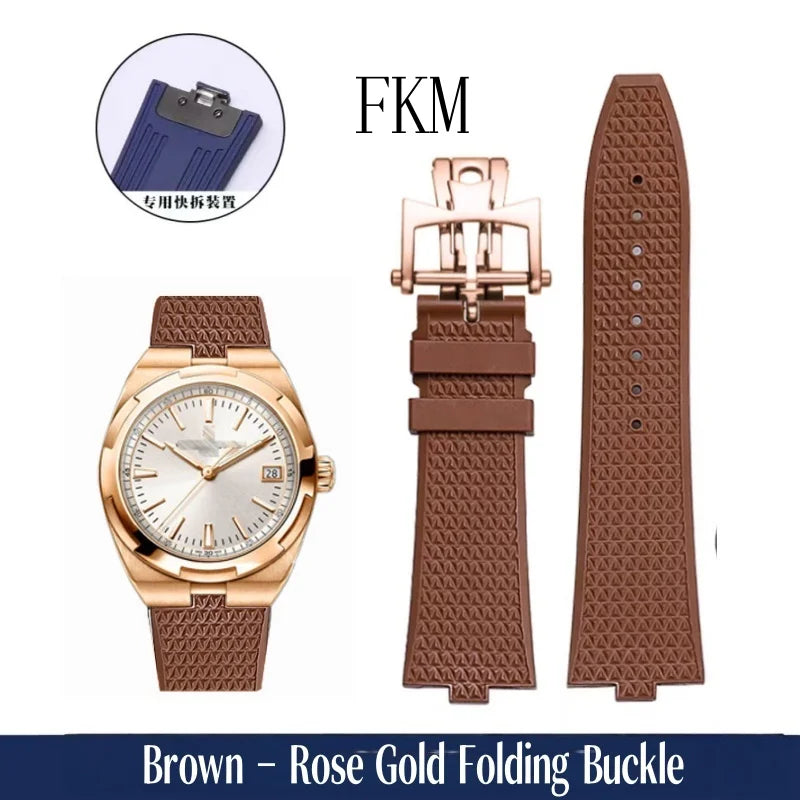 Bracelet de montre en caoutchouc Fluoros FKM à dégagement rapide, pour bracelet Vacheron VC Overseas 4300V 4500V 5500V 7900V, 24x7mm