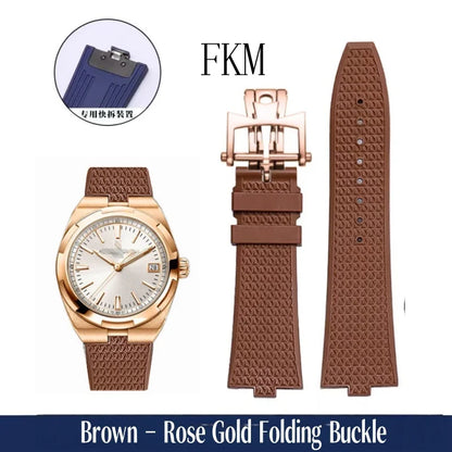 Bracelet de montre en caoutchouc Fluoros FKM à dégagement rapide, pour bracelet Vacheron VC Overseas 4300V 4500V 5500V 7900V, 24x7mm