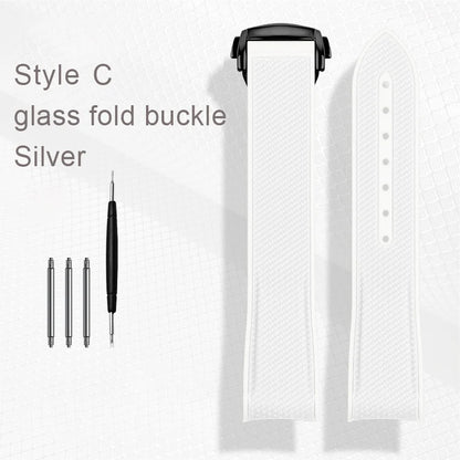 White rubber watch strap for Omega X Swatch, MoonSwatch, Constellation, waterproof, sport, watch band, curved end band, 20mm