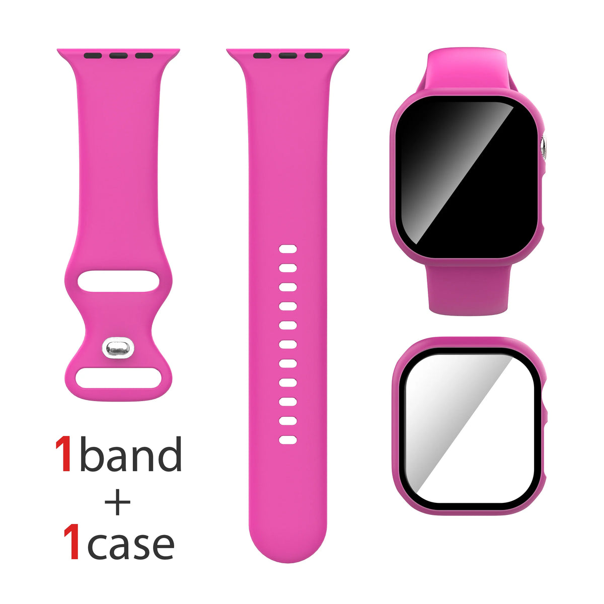 Lot de 2, pour Apple Watch : Étui + Bracelet + Protection d'écran compatible S1-S11/SE 38/40/41/Series 10-11 42mm/42/44/45/46/49mm