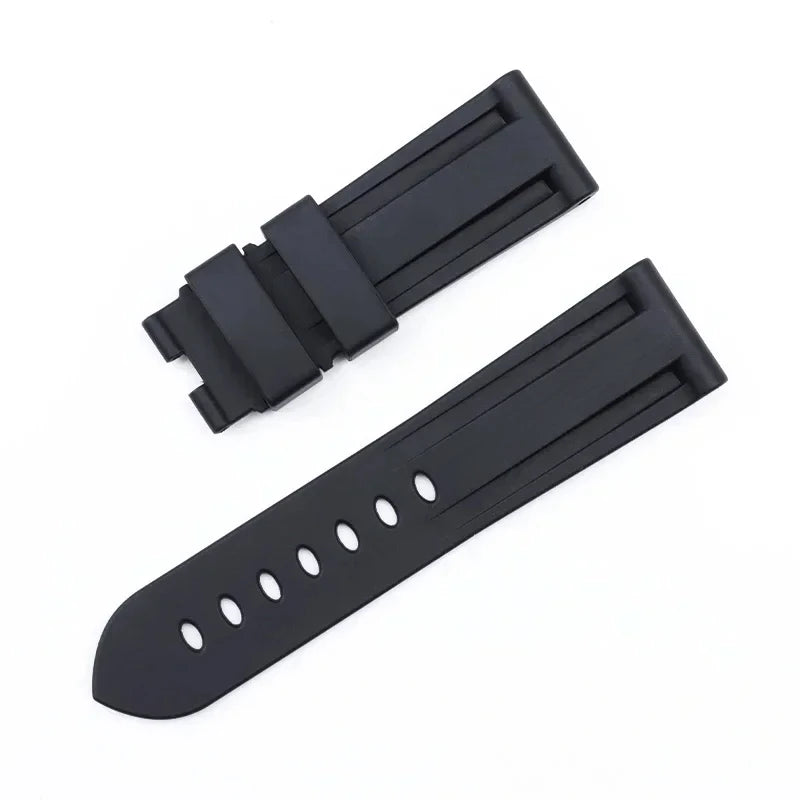Bracelet de montre en silicone 22/24mm, pour montres Panerai, accessoires en acier inoxydable, fermoir à boucle papillon, remplacement